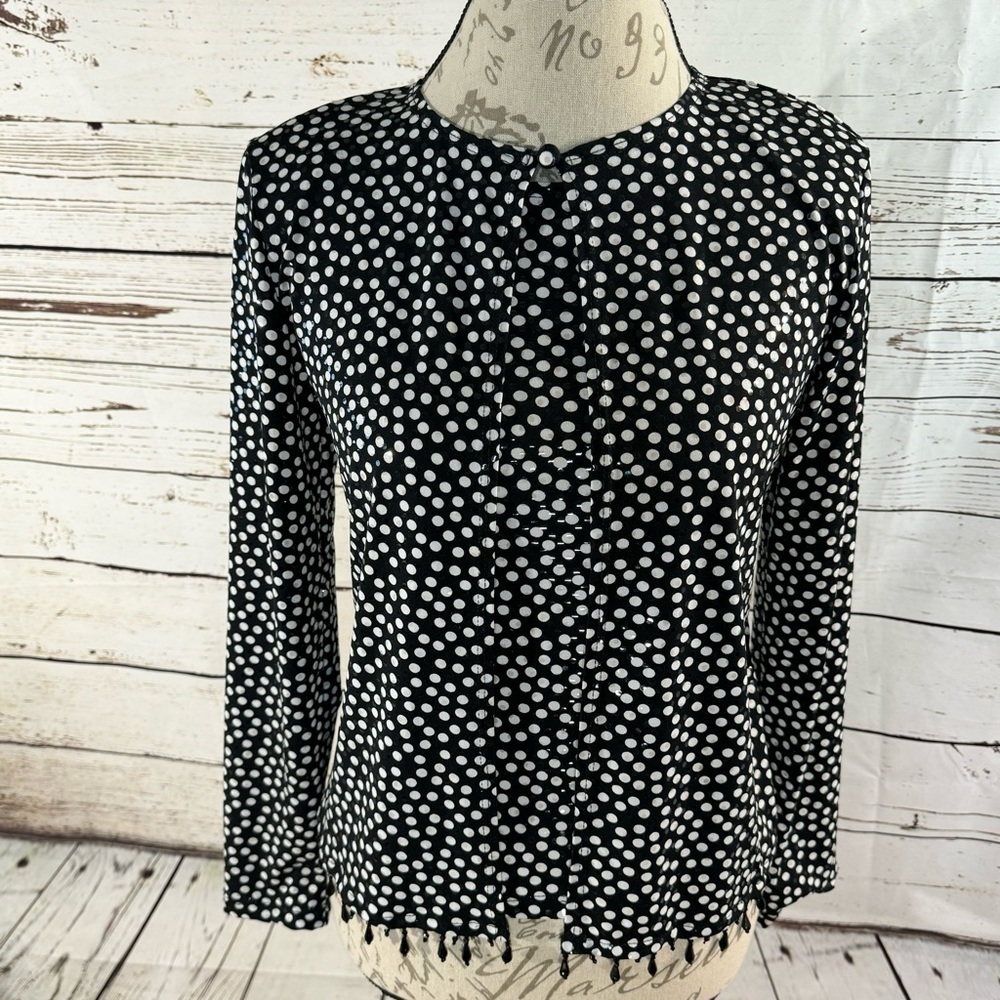 MSK 2 Piece Polka Dot Set TankTop With Cardigan Black/White Small